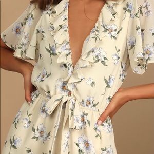 Lulu’s Absolute Devotion Floral Cream Jumpsuit